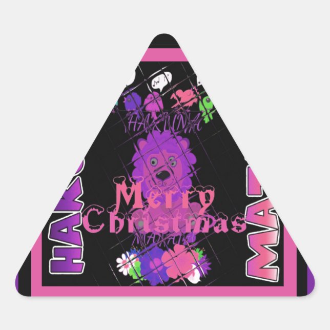 Sticker Triangulaire Baby pink Beautiful Merry Christmas Hakuna Matata (Devant)
