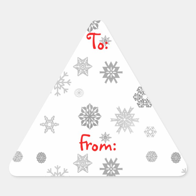 Sticker Triangulaire Balises cadeaux Silver Snowflakes (Devant)