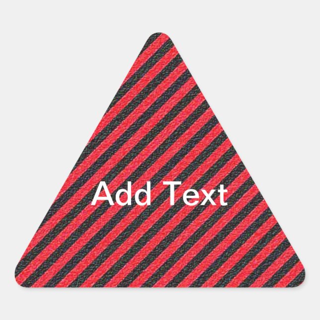 Sticker Triangulaire Bandes diagonales noires et rouges minces (Devant)