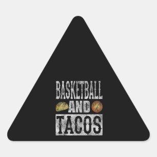 Sticker Triangulaire Basket-Ball Et Tacos Drôle Taco Distressed