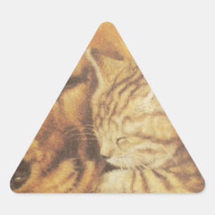 Sticker Triangulaire Beau art Extraordinaire de chats et de chats de ch