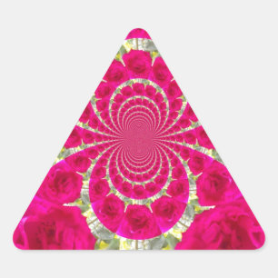 Sticker Triangulaire Beau Extraordinaire Roses rouges Motif Kaleidoscop