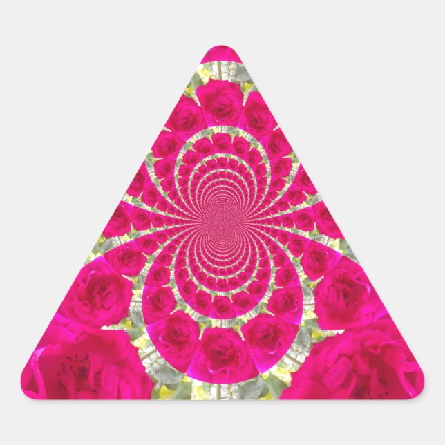 Sticker Triangulaire Beau Extraordinaire Roses rouges Motif Kaleidoscop (Devant)