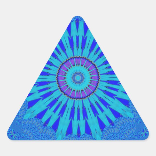 Sticker Triangulaire Beau Royal Blue Mandala Art Imprimer (Devant)