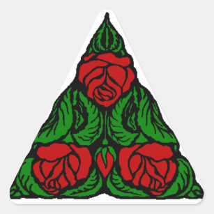 STICKER TRIANGULAIRE BEAU TRIANGLE ROSES ROUGES