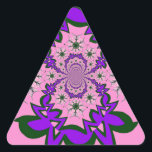 Sticker Triangulaire Beautiful baby pink floral purple shade motif mono<br><div class="desc">Beautiful baby pink floral purple shade monogram</div>
