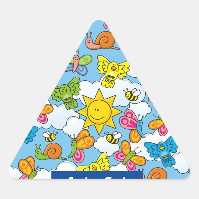 Sticker Triangulaire Bébé Animaux Arrière - plan (Devant)