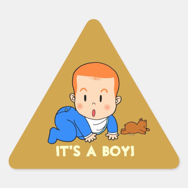 Sticker Triangulaire Bébé mignon aux cheveux roux (Devant)