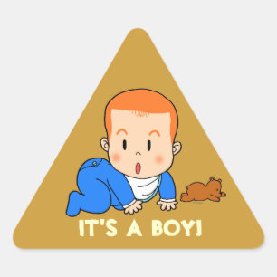 Sticker Triangulaire Bébé roux mignon
