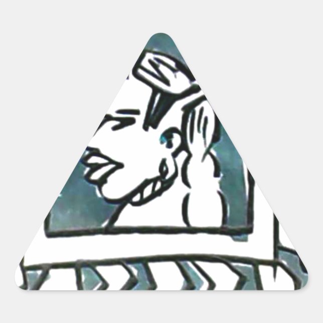 Sticker Triangulaire Belle Africaine Bongo Massai Portrait Tribal Art (Devant)