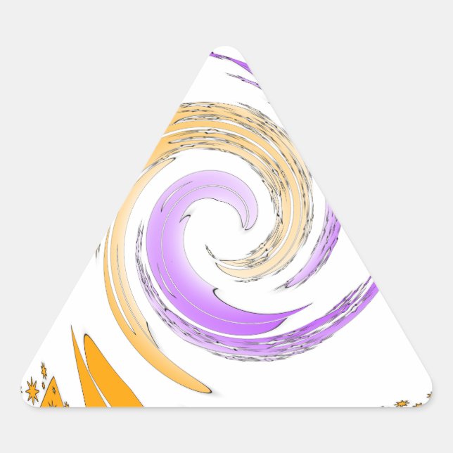 Sticker Triangulaire Belle Art Moderne Design : Tourbillon violet et or (Devant)