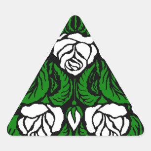 STICKER TRIANGULAIRE BELLE ROSE BLANCHE TRIANGLE