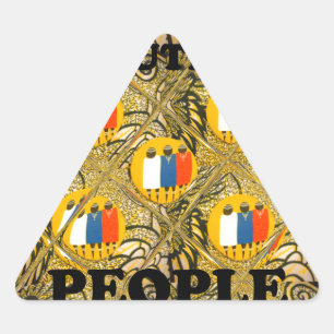 Sticker Triangulaire Belles Personnes Couleurs Motif Traditionnelles Af