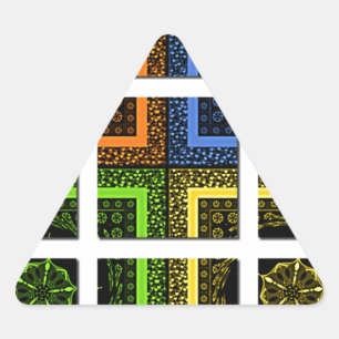 Sticker Triangulaire Belles rayures géométriques à carreaux colorés