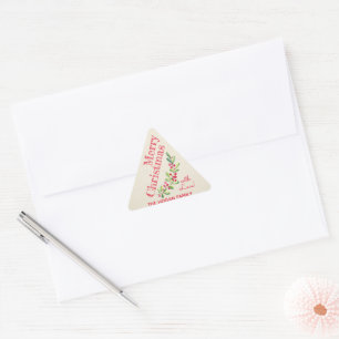 Sticker Triangulaire Berries et Greenery on Ivory Christmas Holiday