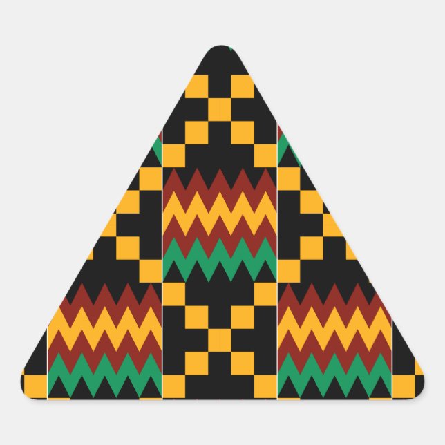 Sticker Triangulaire Black, Green, Red, et Yellow Kente Cloth (Devant)