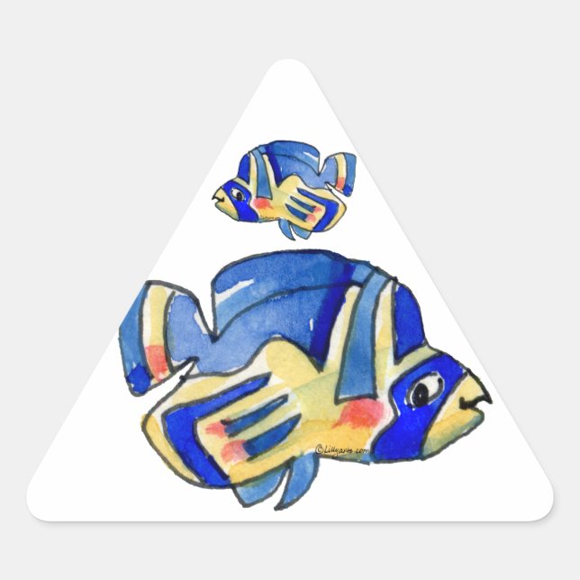 Sticker Triangulaire Bleu Cartoon Papillon Poisson (Devant)