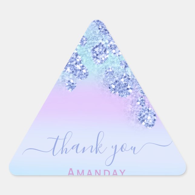 Sticker Triangulaire Bleu rose Floral Triangle Parties scintillant nupt (Devant)