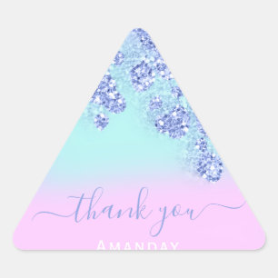 Sticker Triangulaire Bleu Rose Ombré Triangle Paillettes Anniversaire d