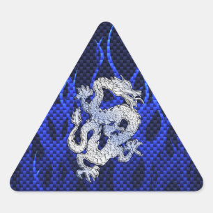 Sticker Triangulaire Blue Chrome comme Dragon Carbon Fiber Style