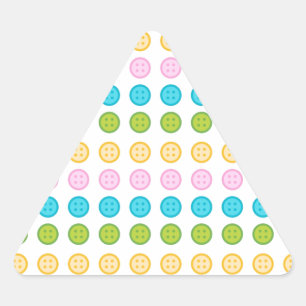 Sticker Triangulaire Bouton bleu rose jaune motif accessoires tendance