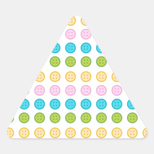 Sticker Triangulaire Bouton bleu rose jaune motif accessoires tendance (Devant)
