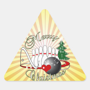 STICKER TRIANGULAIRE BOWLER / BOWLING MERRY NOËL