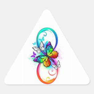 Sticker Triangulaire Bright infinity with rainbow butterfly
