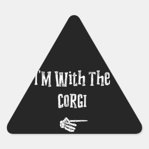 Sticker Triangulaire Cadeau Corgi Je suis avec le costume d'Halloween