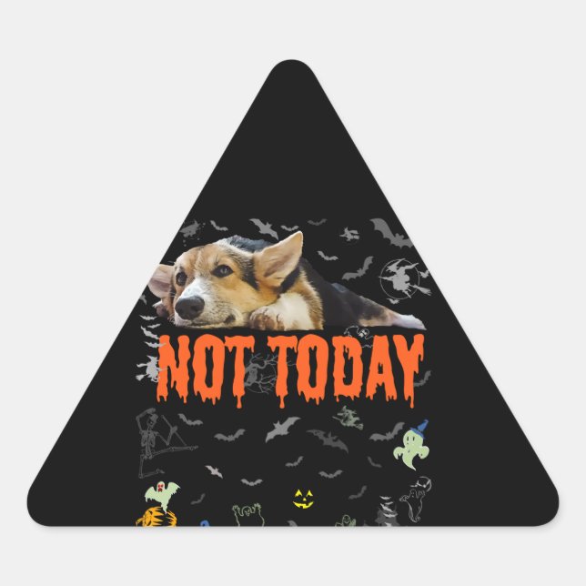 Sticker Triangulaire Cadeau Corgi | Pas aujourd'hui mignon Corgi Lover  (Devant)