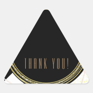 Sticker Triangulaire Cadeau de Fête Moderne Glamour Deco Noir Blanc Or