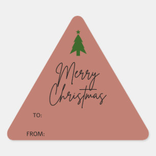 Sticker Triangulaire Cadeau de Noël en terre cuite Boho rouge