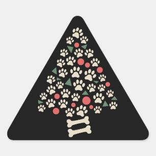 Sticker Triangulaire Cadeau de Noël pour amateur de chiens Arbre de pat
