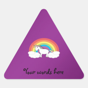 Sticker Triangulaire Cadeaux à licorne arc-en-ciel violet