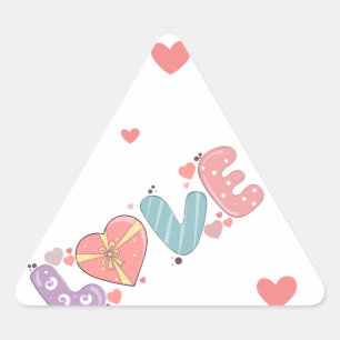 Sticker Triangulaire Calcomanía "Love You" - Joyeux Jour avec les coeur
