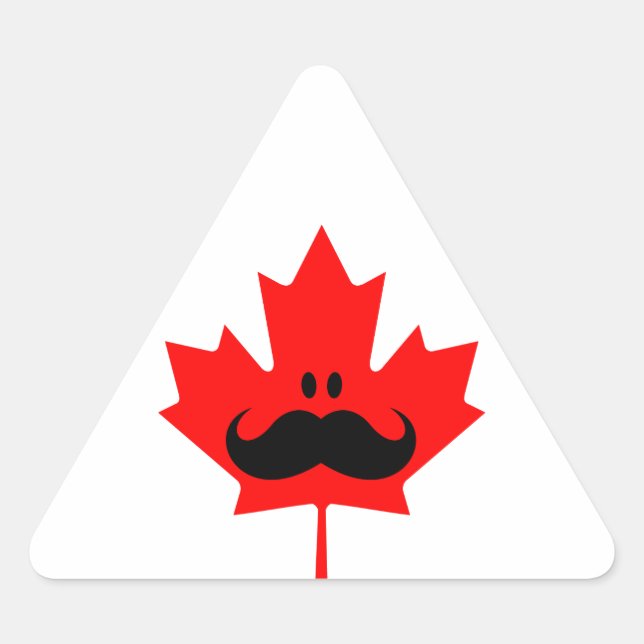 Sticker Triangulaire Canada Mustache - Une moustache sur l'érable rouge (Devant)
