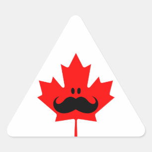 Sticker Triangulaire Canada Mustache - Une moustache sur l'érable rouge