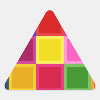 Sticker Triangulaire Carrés multicolores et rayures Girly