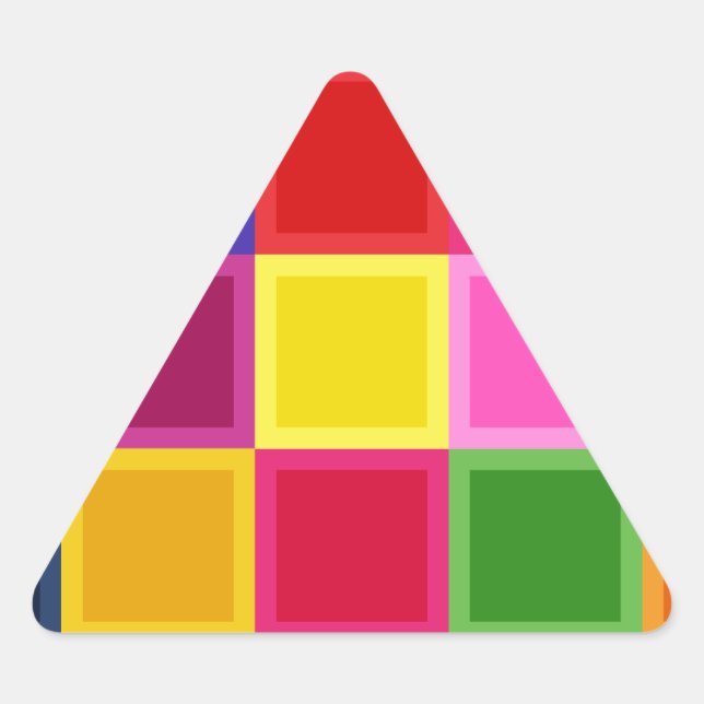 Sticker Triangulaire Carrés multicolores et rayures Girly (Devant)