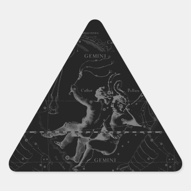 Sticker Triangulaire Carte de constellation de Gémeaux Hevelius 1690 (Devant)
