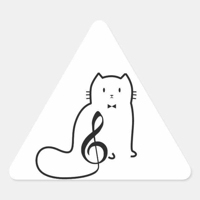 STICKER TRIANGULAIRE CAT ET MUSIQUE NOTE (Devant)