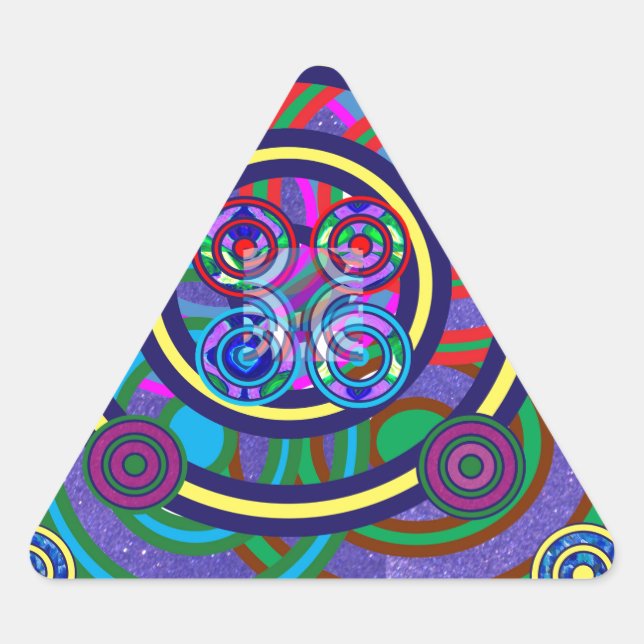 Sticker Triangulaire Cercles colorés ronds Hula Hoop (Devant)