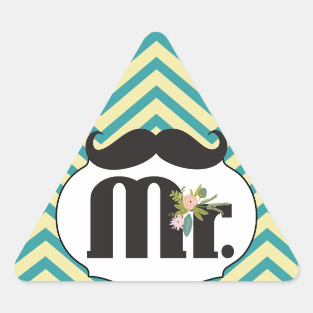 Sticker Triangulaire Chalkboard Mr Jaune et Green Zigzag Chevron (Devant)
