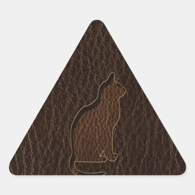 Sticker Triangulaire Chat en cuir foncé (Devant)