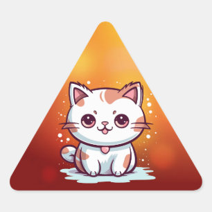 Sticker Triangulaire Chat Mignon de Style Kawaii Clipart