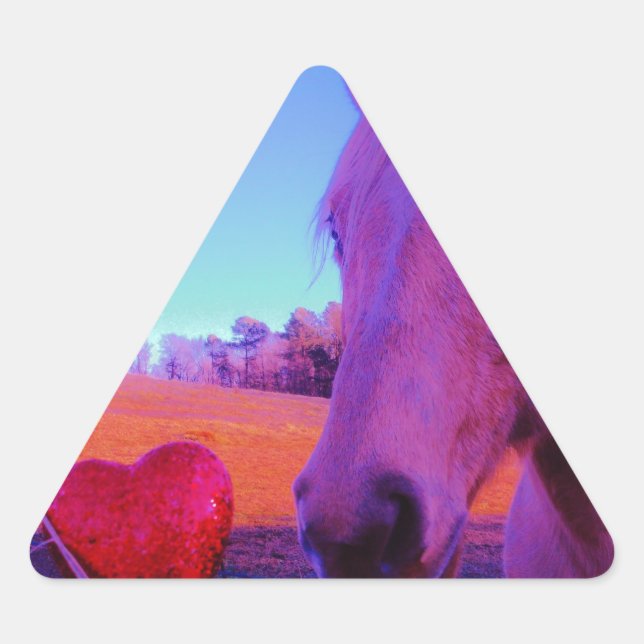 Sticker Triangulaire Cheval Brown et Coeur Rouge (Devant)