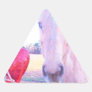 Sticker Triangulaire Cheval jaune et Coeur rouge