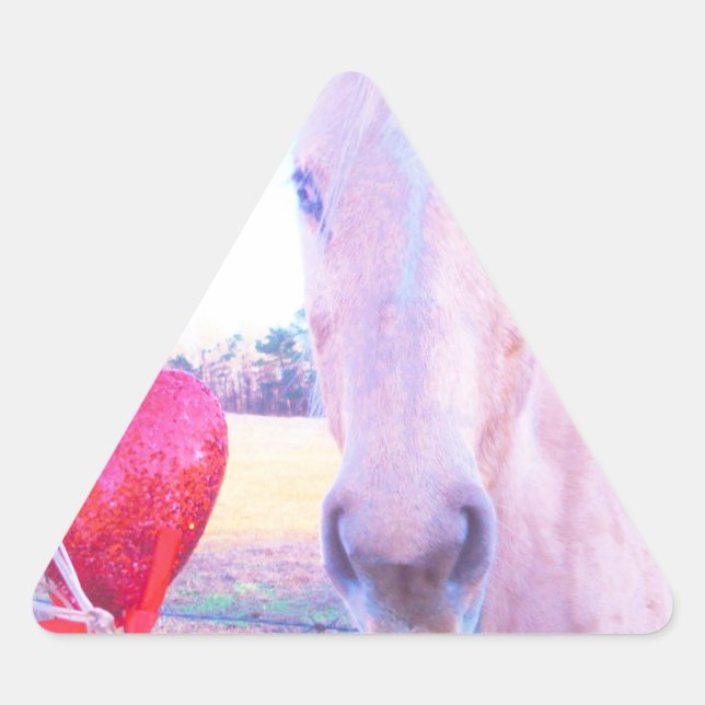 Sticker Triangulaire Cheval jaune et Coeur rouge (Devant)