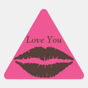 Sticker Triangulaire Chocolat Brown Lipstick Imprimer rose