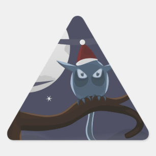 Sticker Triangulaire chouette de noël effrayant